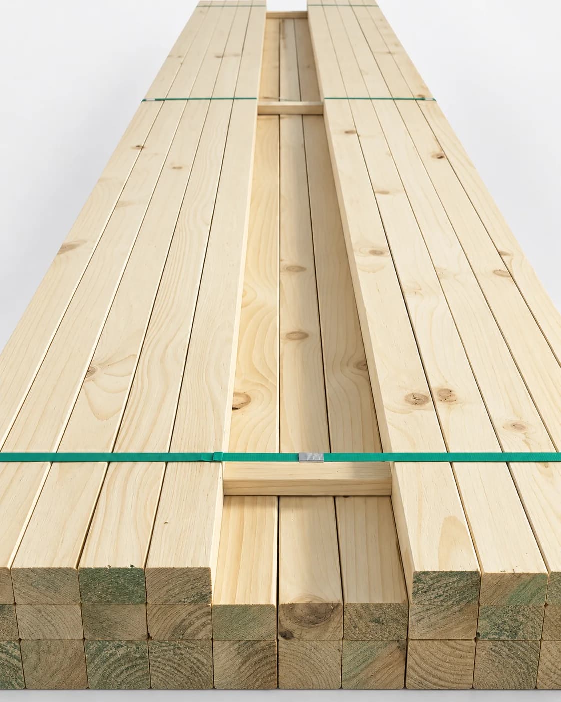 Treated Radiata Pine building timber bundle.