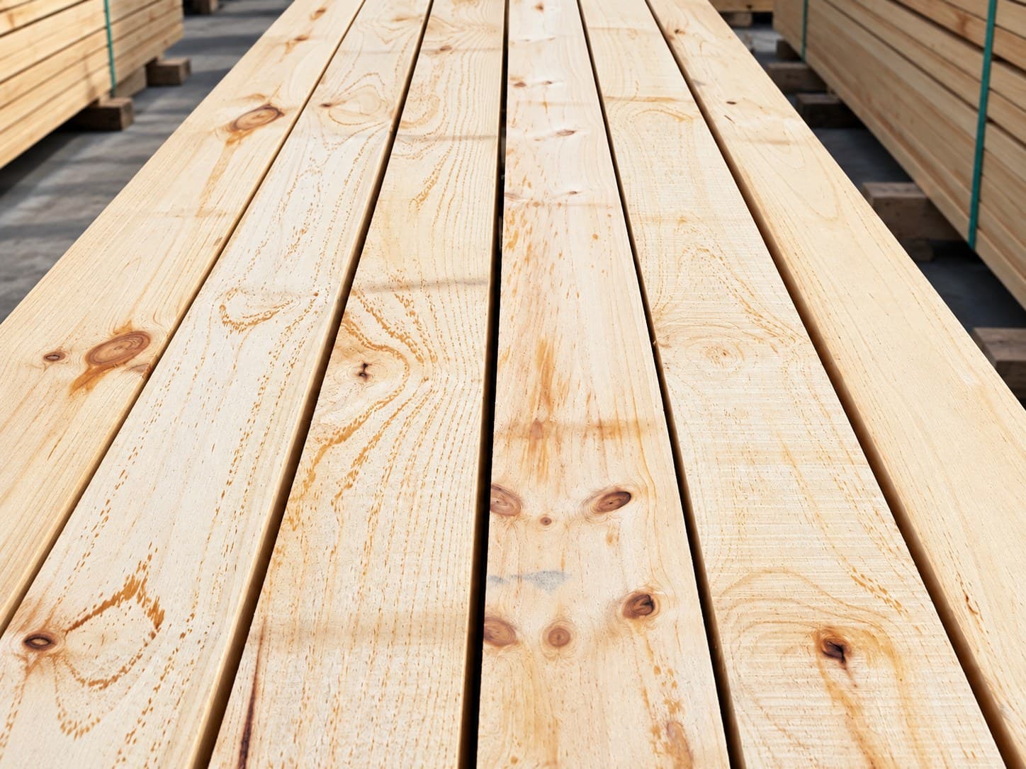 Freshly sawn radiata pine manufacturing timber.